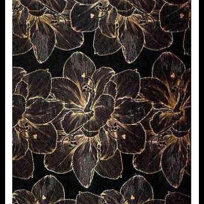 pano ou papel de parede floral dourado e preto