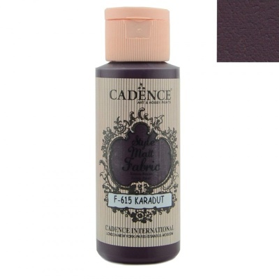 Frasco de tinta para tecido CADENCE cor roxo escuro com rótulo creme