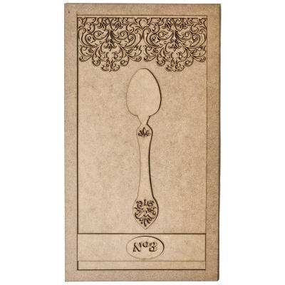 Placa decorativa em madeira com gravação a laser de garfo, ornamentos florais e texto No 3.