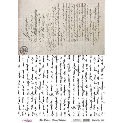 Papel de arroz com texto manuscrito antigo e moderno, marca Cadence, modelo 035