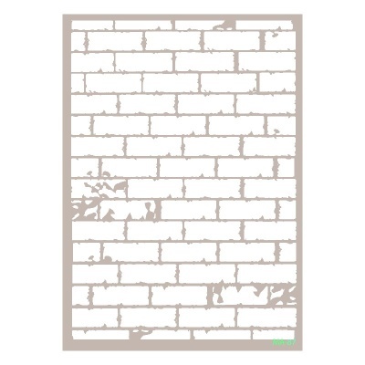Stencil retangular com padrão de tijolos em material rígido bege