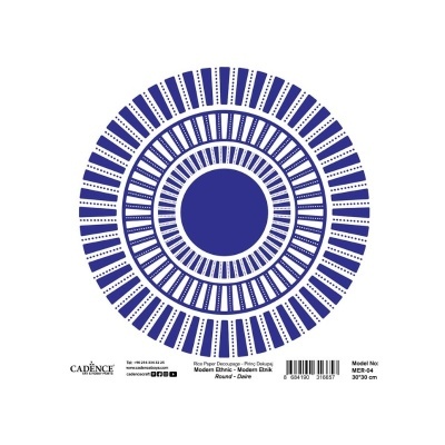 Prato decorativo azul e branco com padrão geométrico abstrato