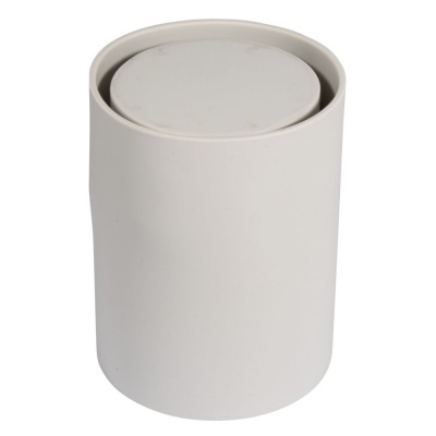 frasco cilíndrico branco com tampa redonda