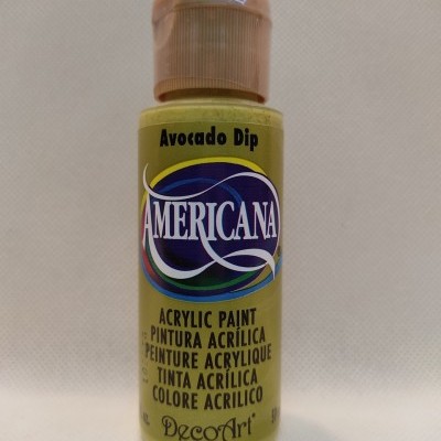 Frasco de tinta acrílica verde-avocado Americana DecoArt com tampa creme