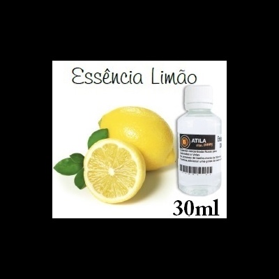 Frasco de essência de limão 30ml com limão amarelo e texto Essência Limão