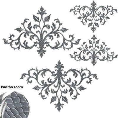 Estampas decorativas cinza com textura de pele de cobra e texto Padrão zoom