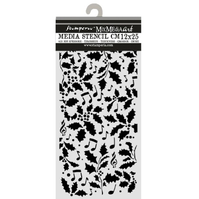 Stencil de folhas e notas musicais com embalagem