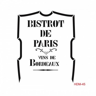 Desenho de camisola com texto BISTROT DE PARIS VINS DE BORDEAUX