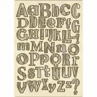 Folha com letras do alfabeto em estilo manuscrito castanho