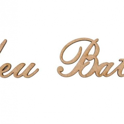 Texto decorativo em madeira 'O Meu Batismo'