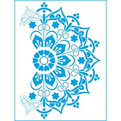 Padrão floral azul simétrico em fundo branco tipo mandala