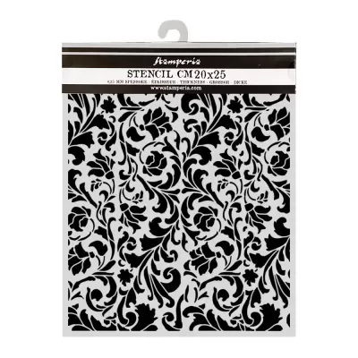 Stencil plástico 20x25 cm padrão floral Preto e branco