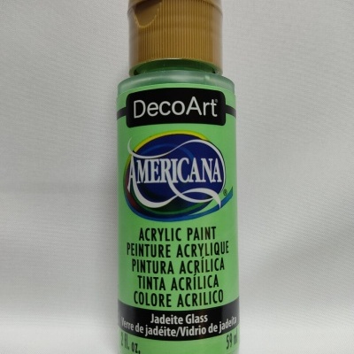 Frasco de tinta acrílica verde Jadeite Glass da marca Americana DecoArt