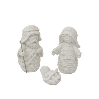 Figuras brancas de presépio com textura de tecido