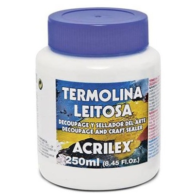 Frasco de Termolina Leitosa Acrilex 250 ml com tampa roxa