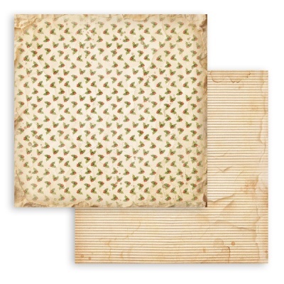 Folhas de papel decorativas vintage com padrões de bagas e riscas