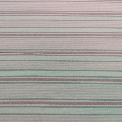 tecido com padrão de riscas horizontais em rosa, verde, cinza e branco
