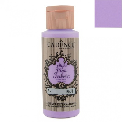 Frasco de tinta lilás para tecido Cadence Style Matt Fabric com tampa rosa e rótulo bege