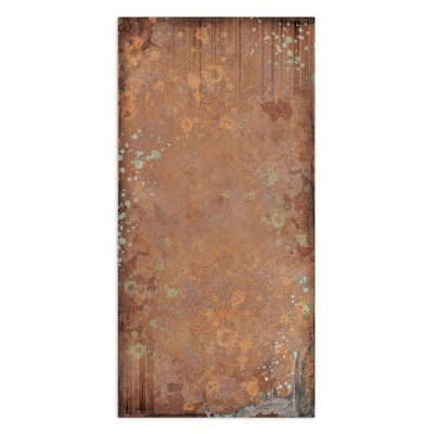 Placa retangular envelhecida com textura ferrugem e manchas