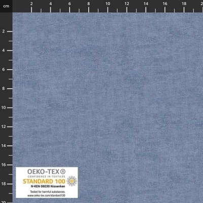 Tecido azul claro com etiqueta OEKO-TEX STANDARD 100