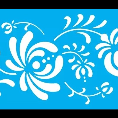 Padrão floral branco em fundo azul com texto 'SPAIN 2011'