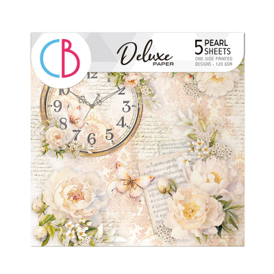 Caixa de papel decorativo CB Deluxe com design de relógio, flores e borboletas