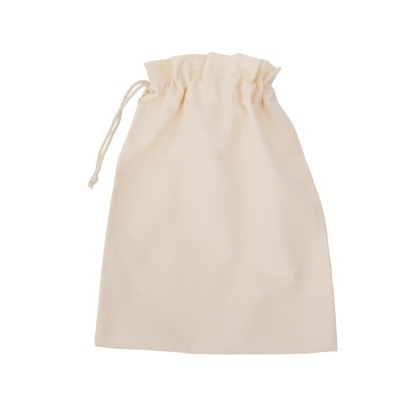 Saco de tecido cor creme com cordão de ajuste