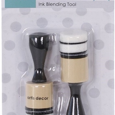 Conjunto de 2 aplicadores de tinta com cabo preto e esponja branca em embalagem de cartão