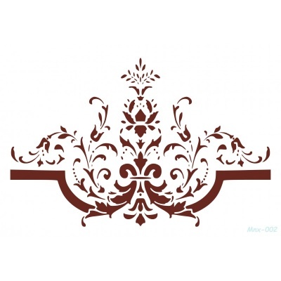 Padrão decorativo simétrico castanho com motivos florais e arabescos