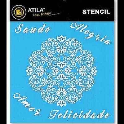 Stencil floral com palavras positivas em português