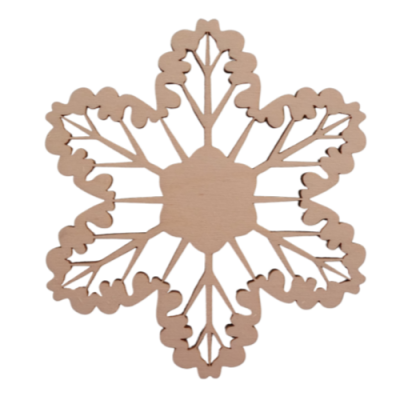 Enfeite de madeira em forma de floco de neve