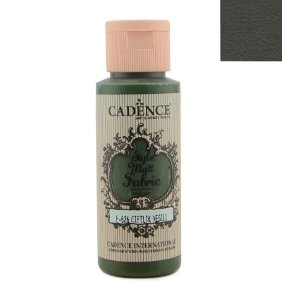 Frasco de tinta para tecido mate verde escura com tampa rosa da Cadence