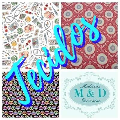 Quatro padrões distintos de tecidos com texto 'Tecidox' em azul