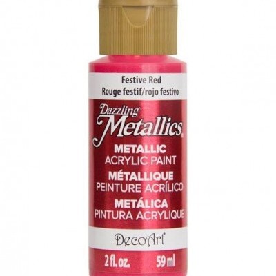 Frasco de tinta acrílica metálica vermelha Festive Red DecoArt 59 ml