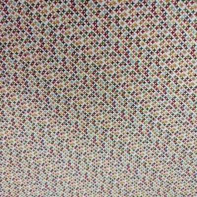 Padrão colorido repetitivo de pequenos cruzamentos sobre tecido branco