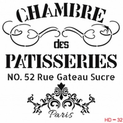 Design gráfico texto francês com ornamentos decorativos e endereço