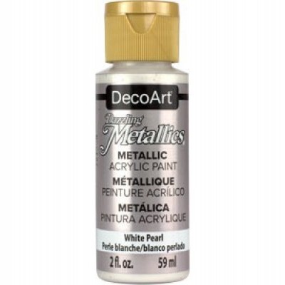 Frasco de tinta acrílica metálica DecoArt branca pérola 59 ml