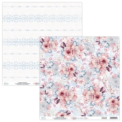 Papéis decorativos para scrapbook com padrões floral e abstrato em tons de azul e rosa