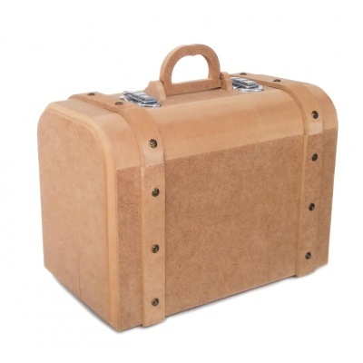 pequena mala bege em camurça com alça e fechos metálicos