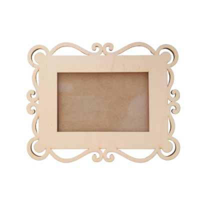 Moldura de madeira clara decorativa com fundo de cartão castanho