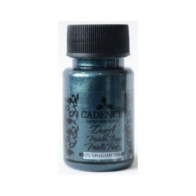 Frasco de tinta azul-turquesa escuro metálico CADENCE com tampa preta