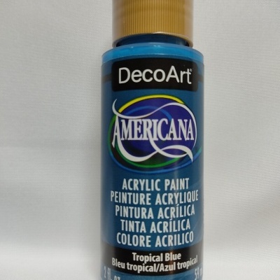 Garrafa de tinta acrílica azul tropical DecoArt Americana com tampa dourada