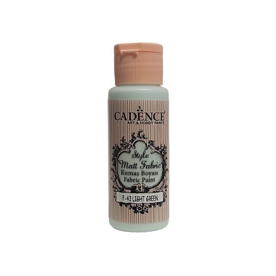 Frasco de tinta Cadence para tecido na cor verde claro com tampa rosa.
