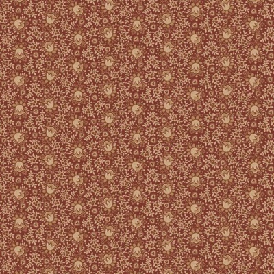 Tecido castanho avermelhado com padrão floral bege