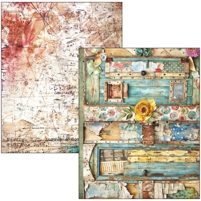 Folhas decorativas para scrapbook com padrões envelhecidos e texturas variadas