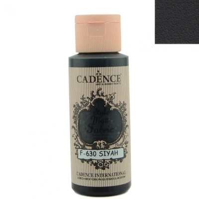 Frasco de tinta acrílica Cadence para tecido fosco preto com rótulo detalhado