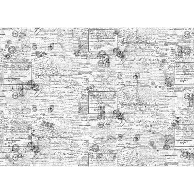 padrão vintage de papel de parede com texto manuscrito e carimbos pretos