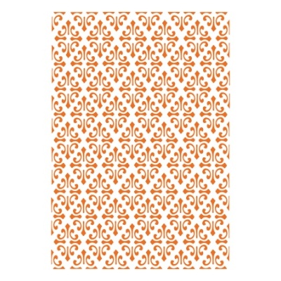 Papel decorativo branco com padrão laranja simétrico