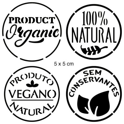 Selos de certificação orgânica, natural, vegano e sem conservantes