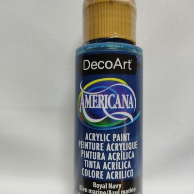 Frasco de tinta acrílica DecoArt Americana azul Royal Navy com tampa amarela